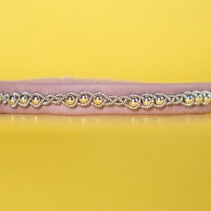 JOHANNA - Pale lilac tin thread bracelet with silver beads and genuine Swarovski crystal button