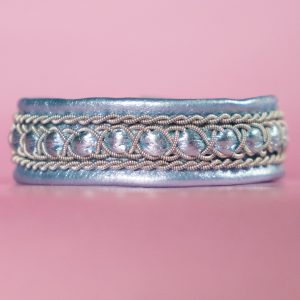 MARIA - Ice blue tin thread bracelet with genuine Swarovski crystal button