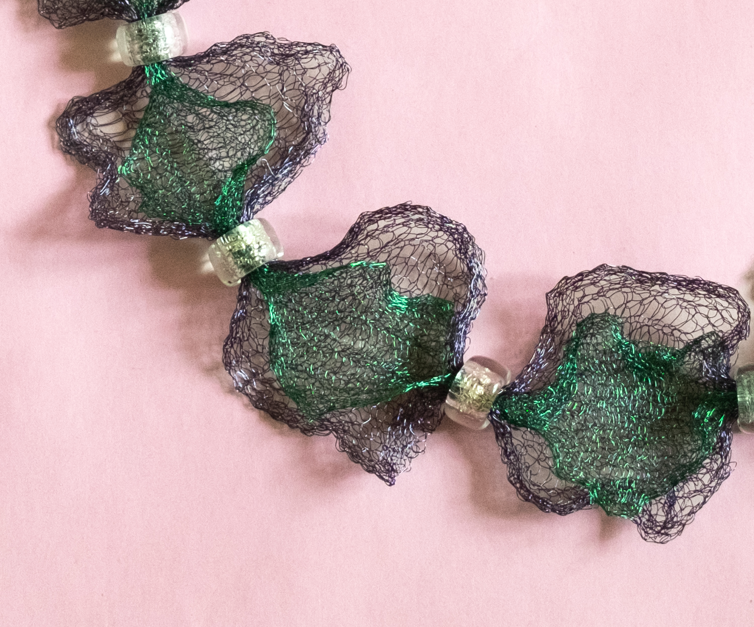 Pre-knitted craft wire necklace.